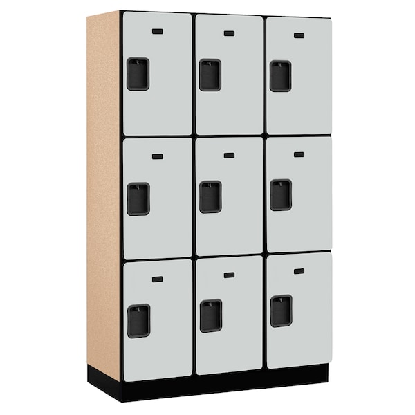 Wardrobe Locker, 45" W, 18" D, 76" H, (3) Wide, (9) Openings, Gray